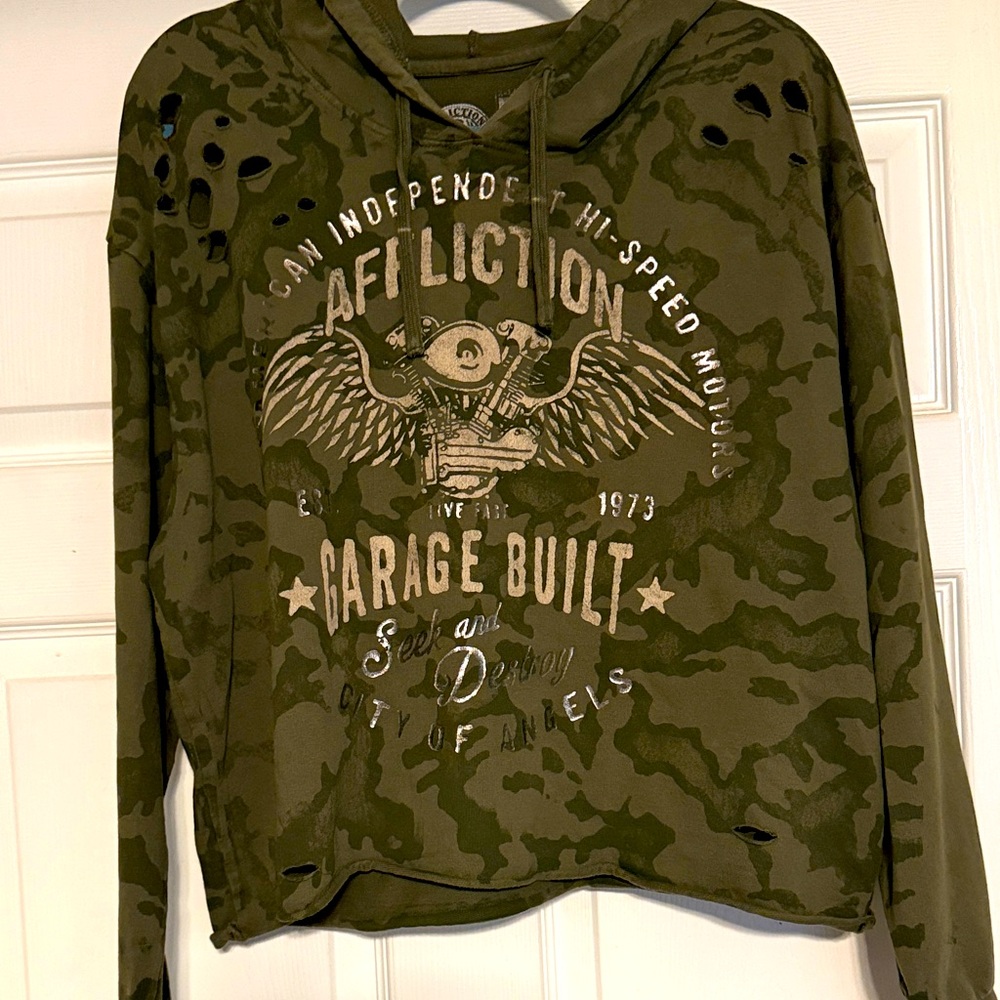 Affliction Crop Top Hoodie